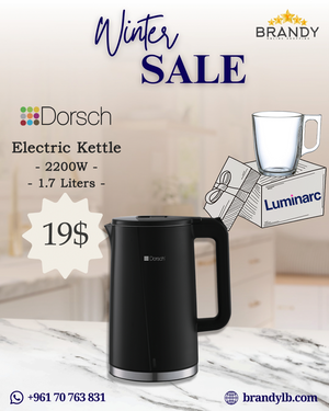 Kettle Black 1.7L EK-42 + Free Luminarc Mug