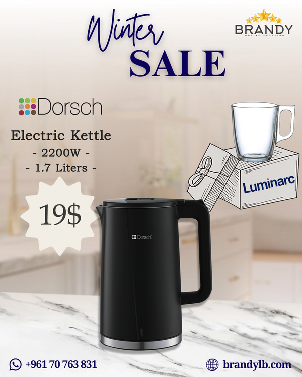 Kettle Black 1.7L EK-42 + Free Luminarc Mug