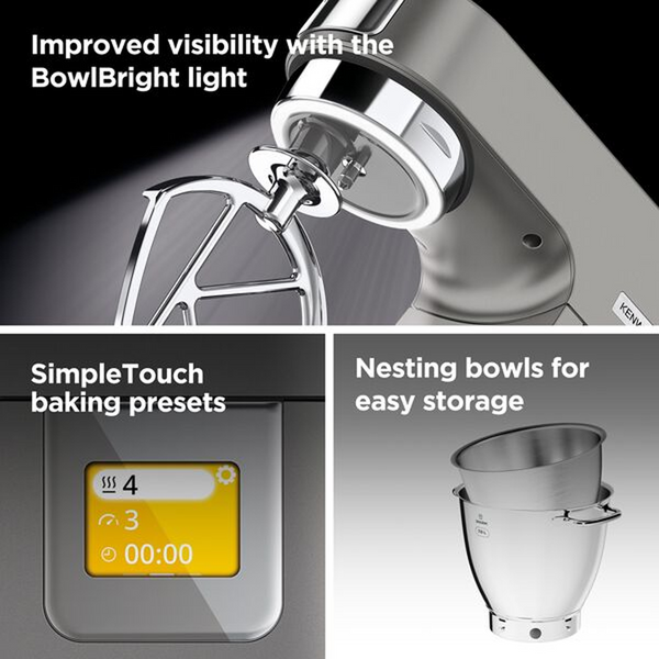 Kenwood Titanium Chef Patissier XL KWL90.124 - 7L & 5L Stand Mixer 1400W Silver -