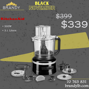 KitchenAid Food Processor Black 3.1L with Attachments