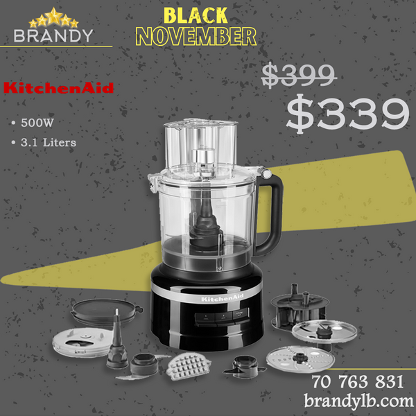 KitchenAid Food Processor Black 3.1L with Attachments
