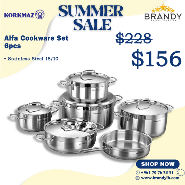 Alfa Cookware Set 6pcs Stainless Steel 18/10