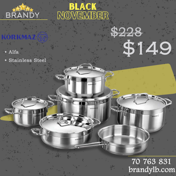 Alfa Cookware Set 6pcs Stainless Steel 18/10