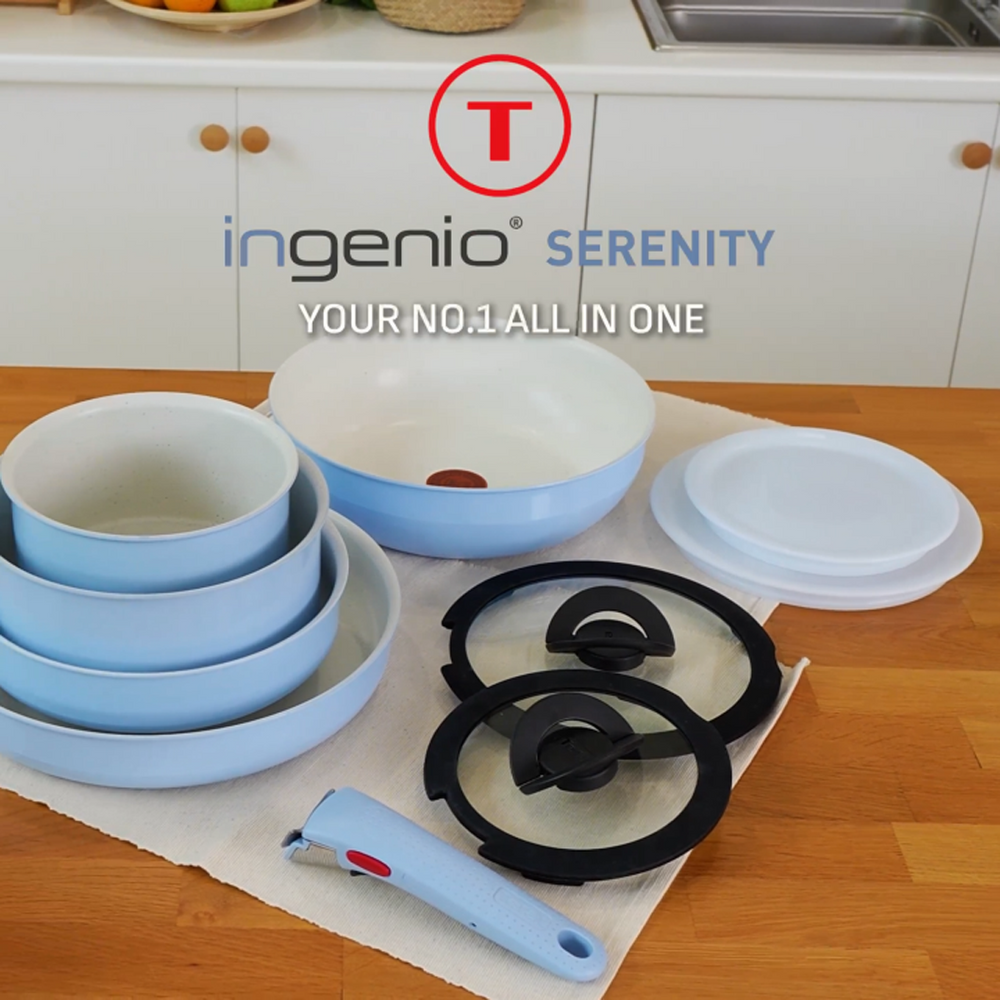 Tefal Ingenio Serenity Blue Calm Cookware Set 11-piece L827SB04