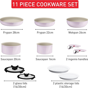 Tefal Ingenio Serenity Pink Clay Cookware Set 11-piece L830SB04