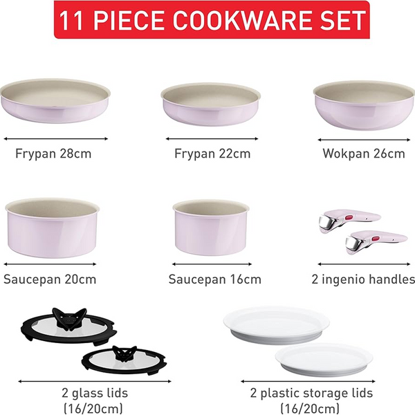 Tefal Ingenio Serenity Pink Clay Cookware Set 11-piece L830SB04