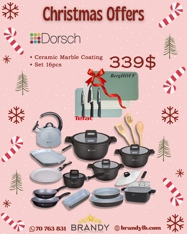 Lifetime Granite Cookware Set 16pcs + Free 3 Knives & Cutting Boards