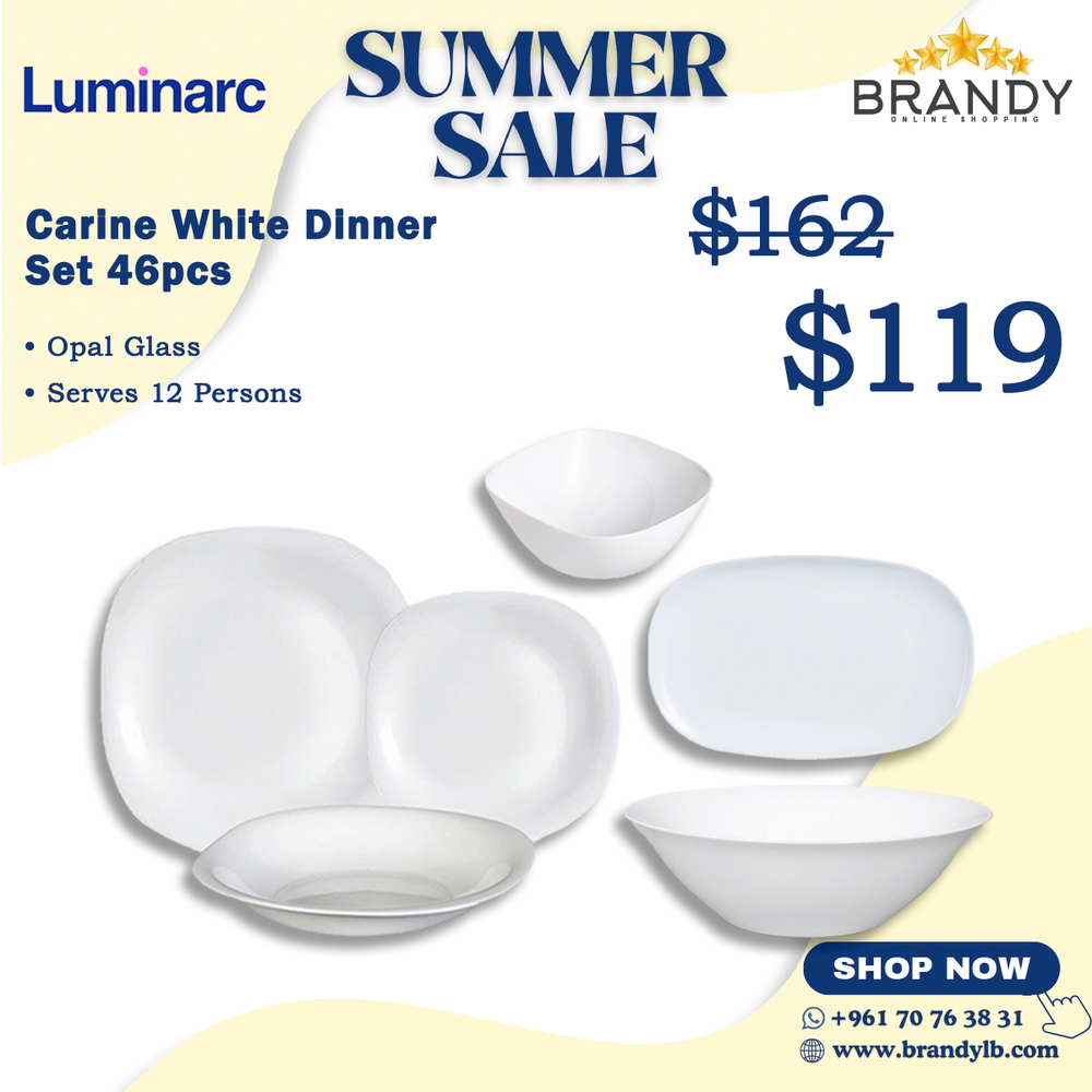 Carine White Dinner Set 46pcs