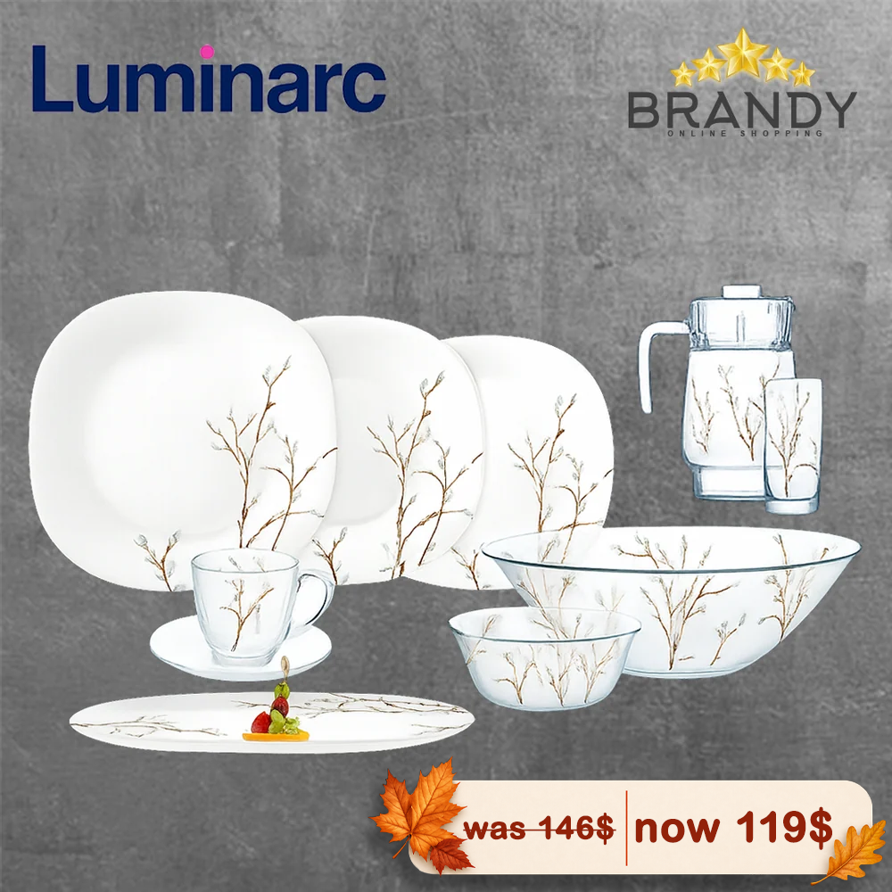 Luminarc Hana White N2314 46-Piece Dinner Set Tempered Sodo Glass
