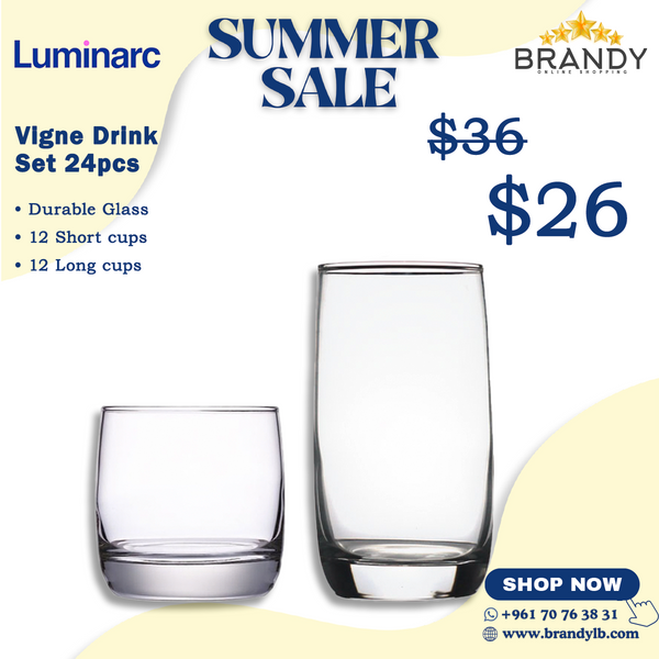 Vigne Drink Set 24pcs Glassware