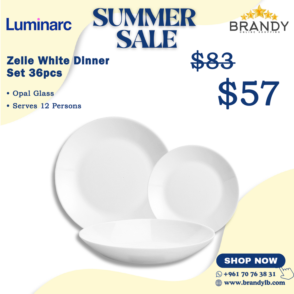 Zelie White Dinner Set 36pcs