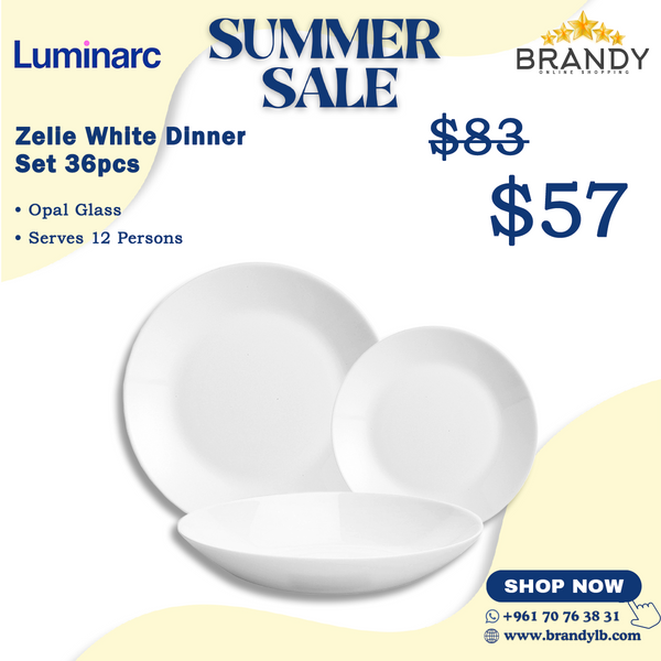 Zelie White Dinner Set 36pcs