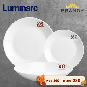 Luminarc Zelie White Dinner Set 18-piece Opal Glass