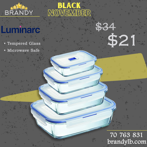 Pure Box Set 4 Rectangular Food Containers Blue