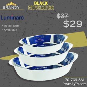 Smart Cuisine Set 3 Oval Roasters - Opal Glass Serveware