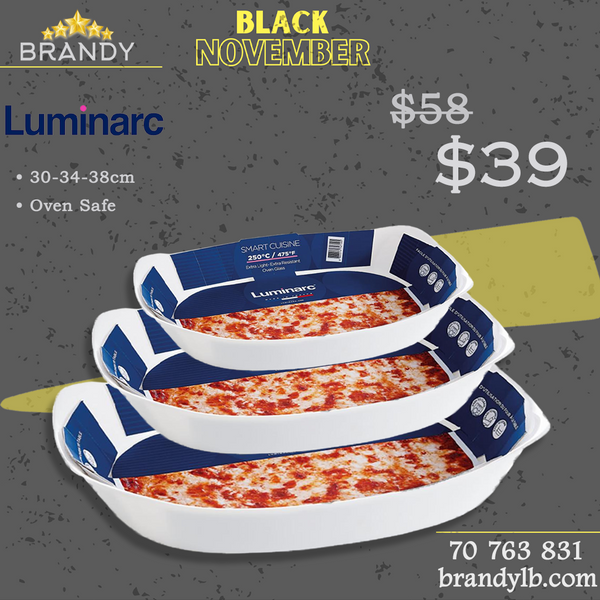 Smart Cuisine Set 3 Rectangular Roasters - Opal Glass