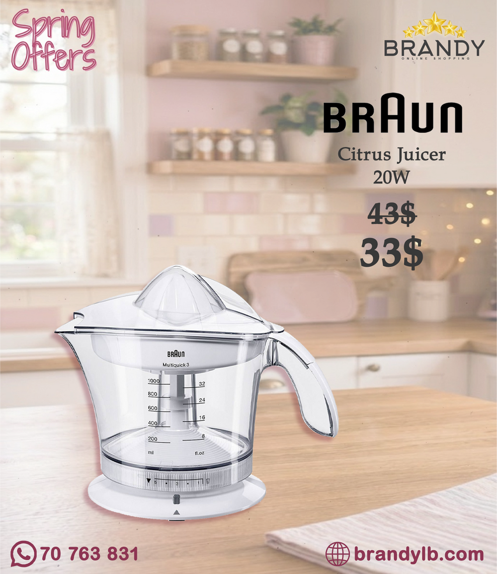 Braun Multiquick 3 MPZ9 Citrus Juicer 1 L, 20W, 5-Level Pulp Control