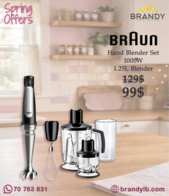 Braun MultiQuick 7 Hand Blender MQ7045X 1000W SmartSpeed ActiveBlade