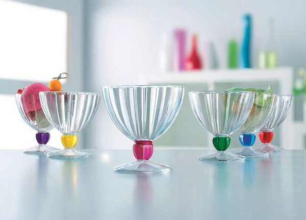 Luminarc Quadro Rainbow Ice Cream Bowls Set of 6 300 ml Colored