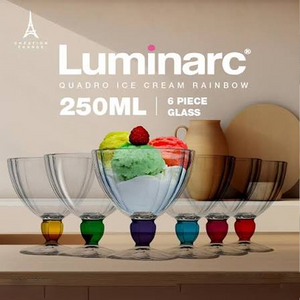 Luminarc Quadro Rainbow Ice Cream Bowls Set of 6 300 ml Colored