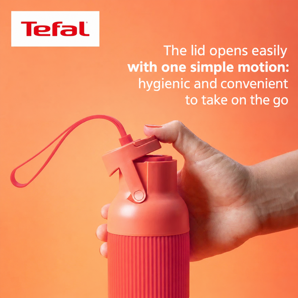 Tefal BeYou Flip Stainless Steel Insulated Bottles 0.5L & 0.7L Silver & Orange