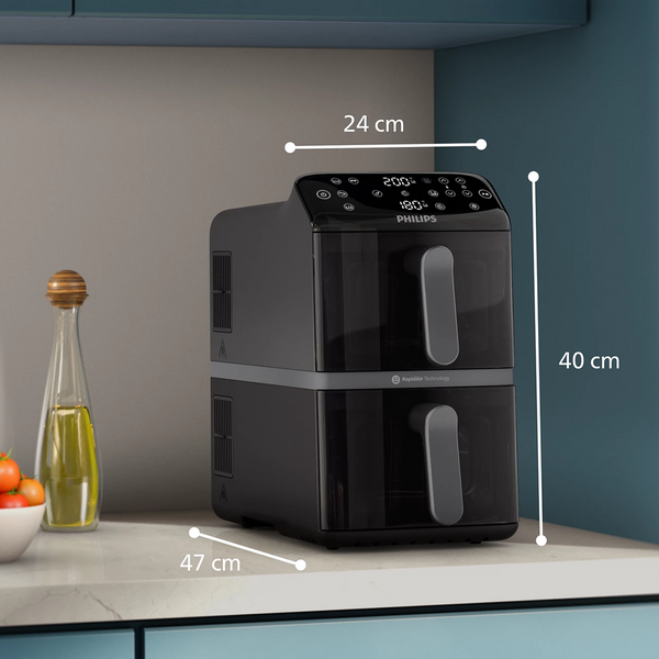 Philips 4000 Series Stacked Dual Basket Airfryer 10 Liters (5+5) NA460-3