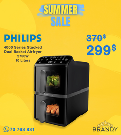 Philips 4000 Series Stacked Dual Basket Airfryer 10 Liters (5+5) NA460