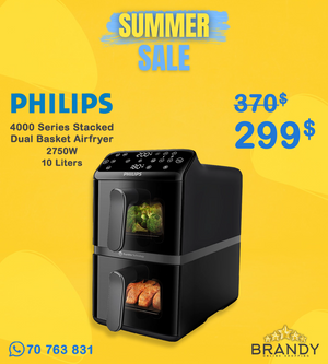 Philips 4000 Series Stacked Dual Basket Airfryer 10 Liters (5+5) NA460