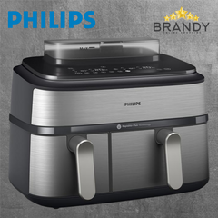 Philips 5000 Series Dual-Basket Airfryer with Steam NA555 9 L Silver