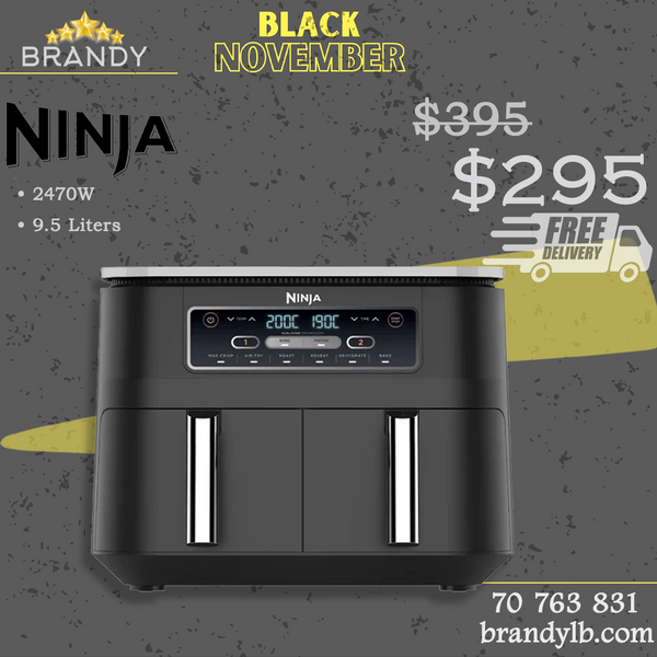 Foodi Max Dual Air Fryer Digital 9.5L with Dual Cooking Zones and Touch Screen