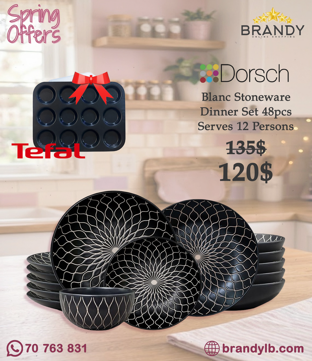Dorsch Noir Stoneware Dinner Set 48pcs