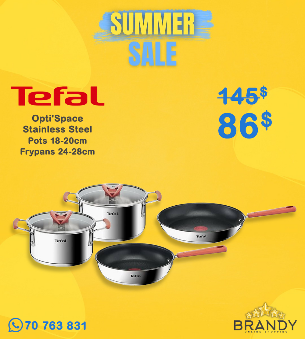 Tefal Opti'Space G720S604 6-Piece Stainless Steel Cookware Set Stackable