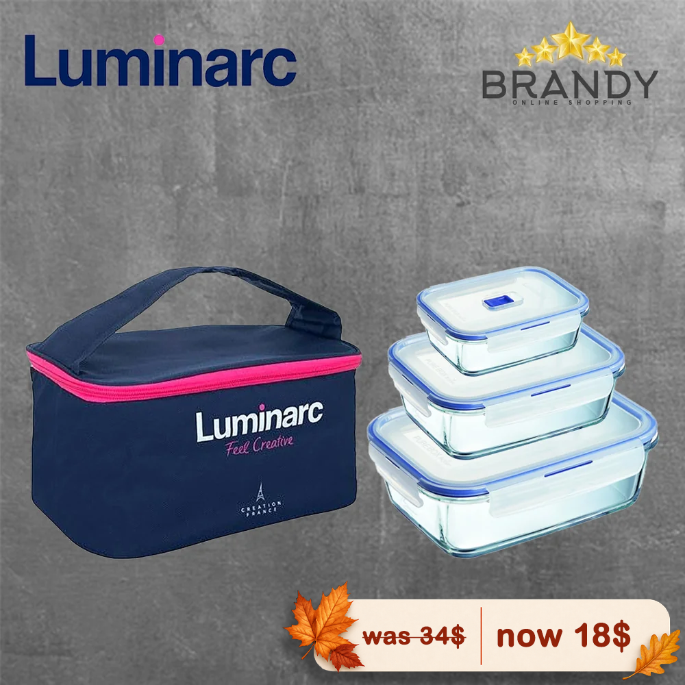 Luminarc Pure Box Active P4129 Lunch Set Tempered Glass with Insulated Bag
