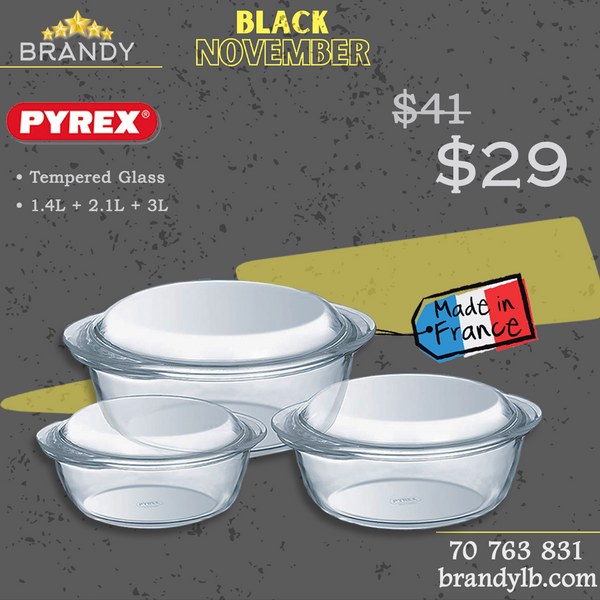 Essentials Set 3 Pots Tempered Glass