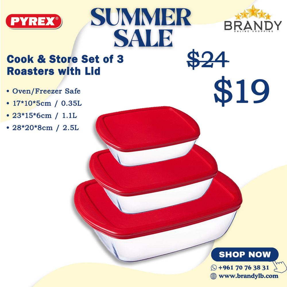 Cook & Store Set 3 Containers With Red Lid
