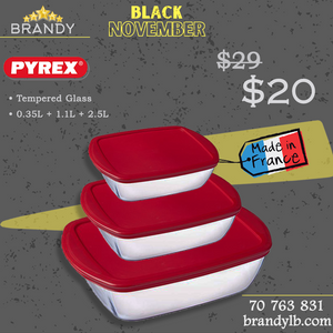 Cook & Store Set 3 Containers With Red Lid