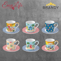 Easy Life A La Plage Porcelain Espresso Cup Set 6 pcs 100 ml