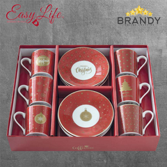 Easy Life Coffee Mania Christmas Set Espresso Cups and Saucers 6pc 100 ml