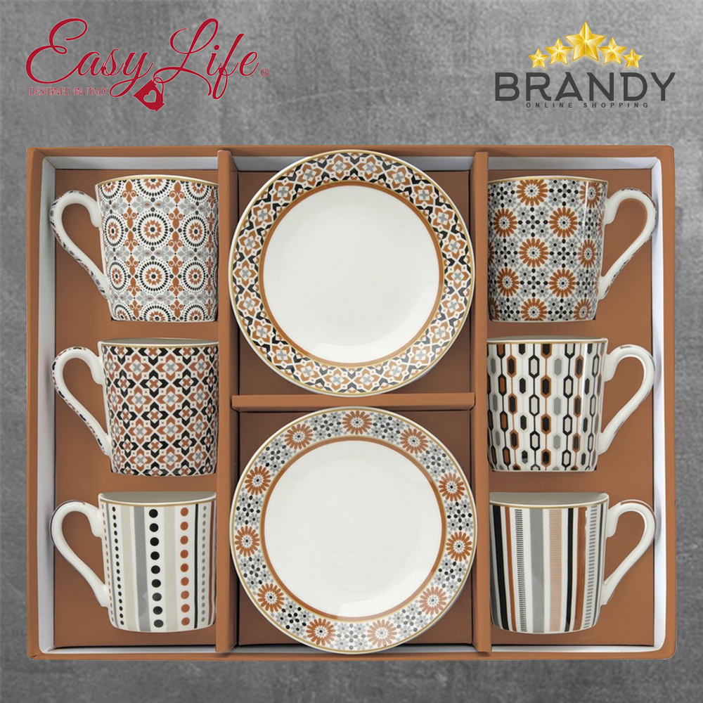 Geoethnic Coffee Cups Set 6pcs, Porcelain, 100ml