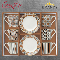 Easy Life Geoethnic Coffee Cup & Saucer Set 6 pcs Porcelain 100 ml