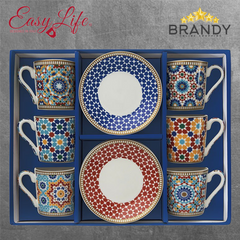 Easy Life Marrakech Porcelain Coffee Cup & Saucer Set 6‑Piece 100 ml