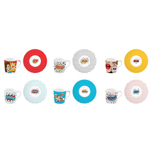 Easy Life Pop Art Porcelain Coffee Cups Set 6 pcs 100 ml