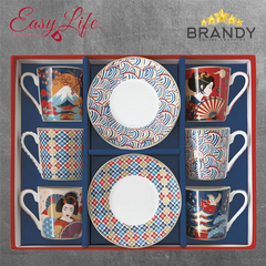 Easy Life Tokyo Porcelain Coffee Cup & Saucer Set 6 pcs 100 ml