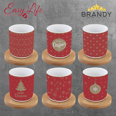 Easy Life Coffee Mania Christmas Espresso Cup & Saucer Set 6pc 100ml