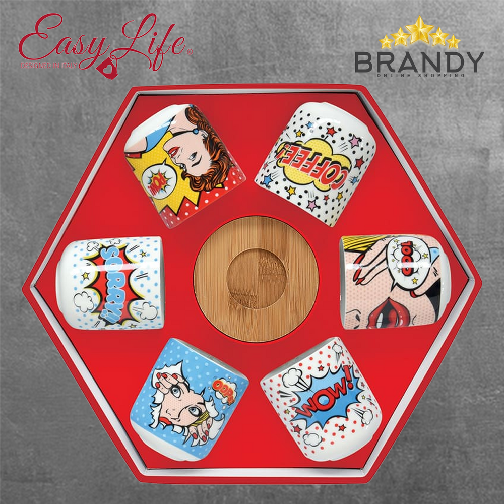 Easy Life Pop Art Espresso Cup & Saucer Set 6pcs 100ml