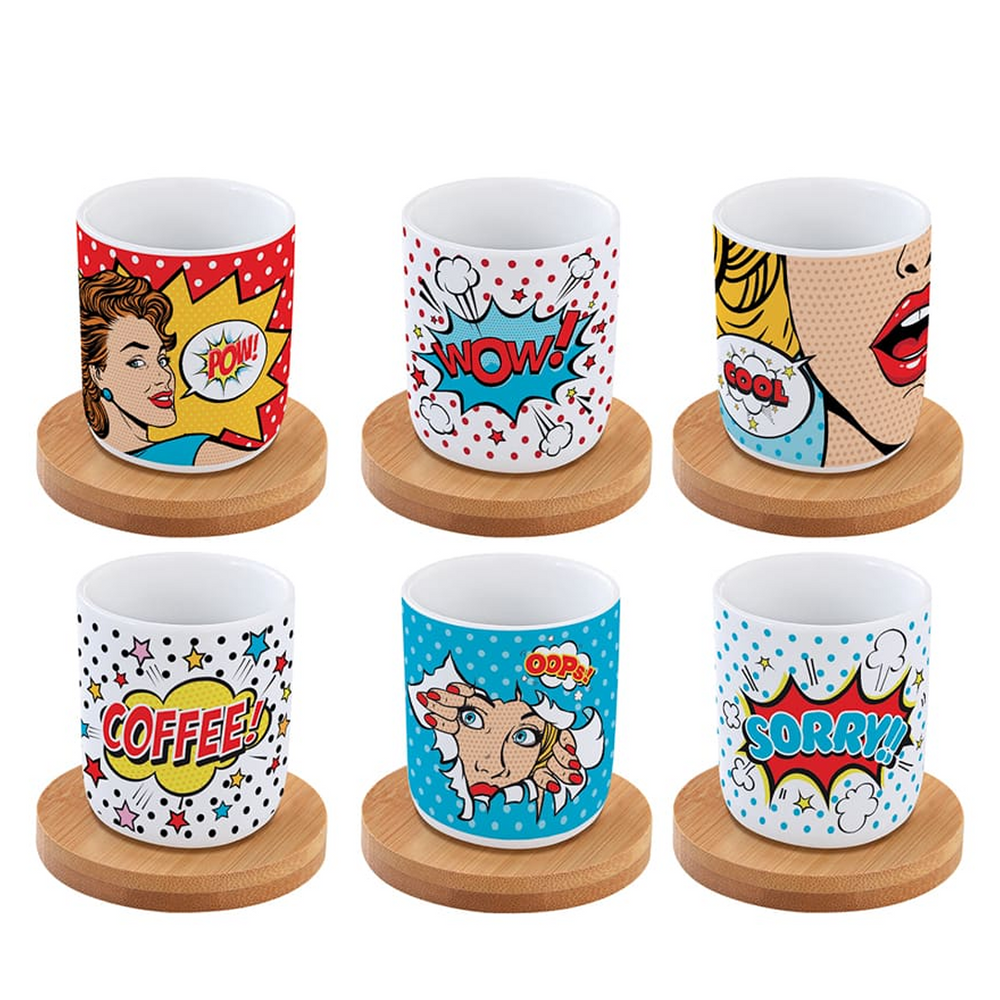 Easy Life Pop Art Espresso Cup & Saucer Set 6pcs 100ml