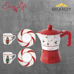 Easy Life Nutcracker Twist Espresso Coffee Set 2×100 ml with Moka