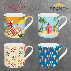 Easy Life À La Plage 4-Piece Porcelain Mug Set 300 ml