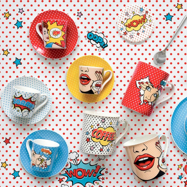 Easy Life Pop Art Porcelain Coffee Cups Set 6 pcs 100 ml