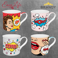 Easy Life Pop Art Mugs Set 4-Piece 300ml